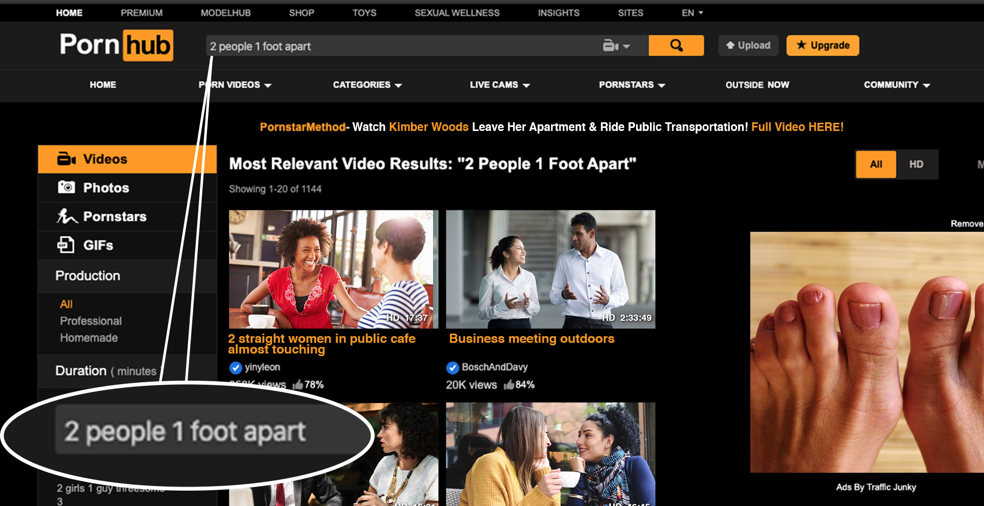 Desperate Times: Top Pornhub Search Now ‘Two People One Foot Apart’