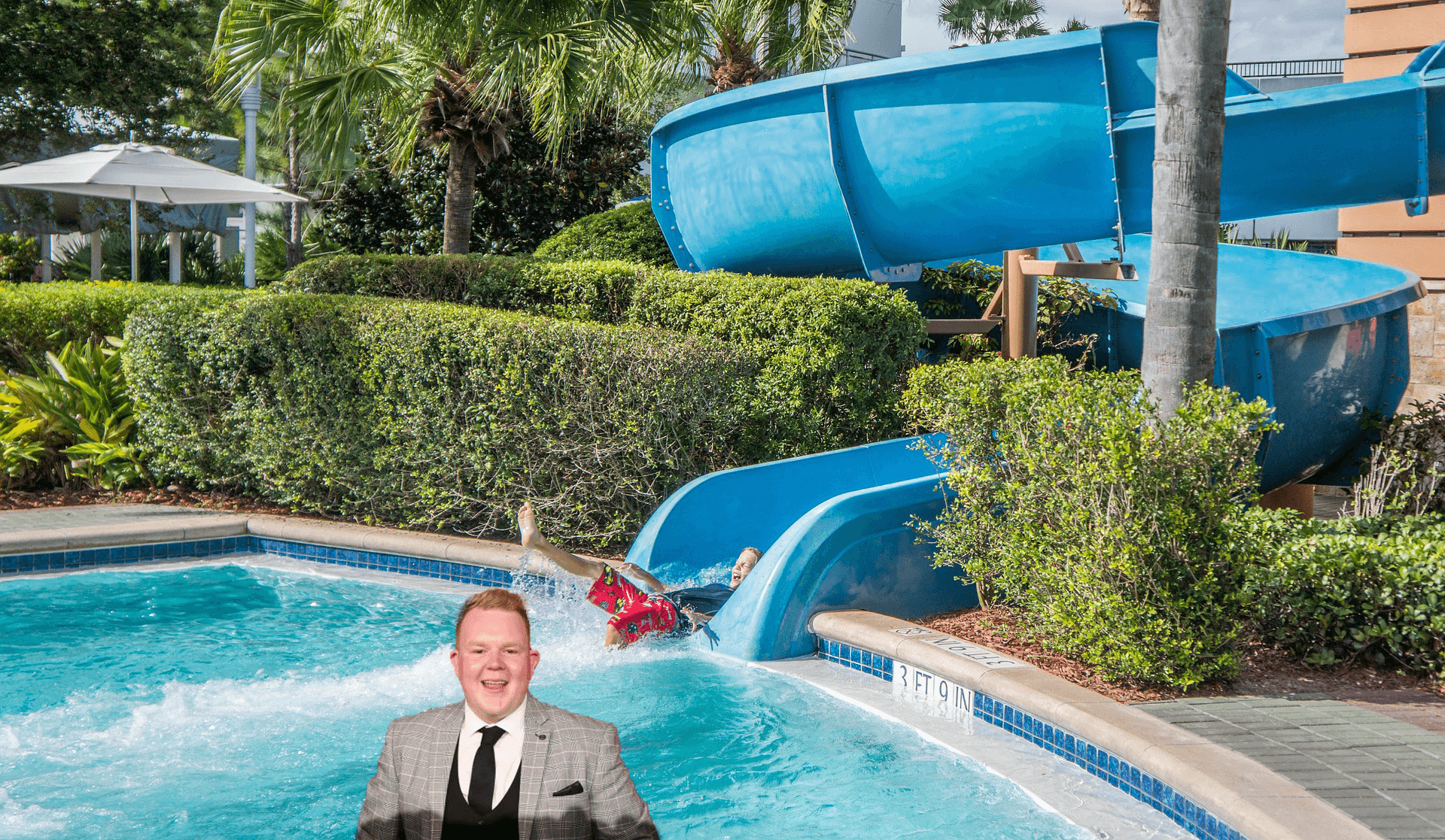 Chubby Kid With Class Wears Full Tuxedo In Pool