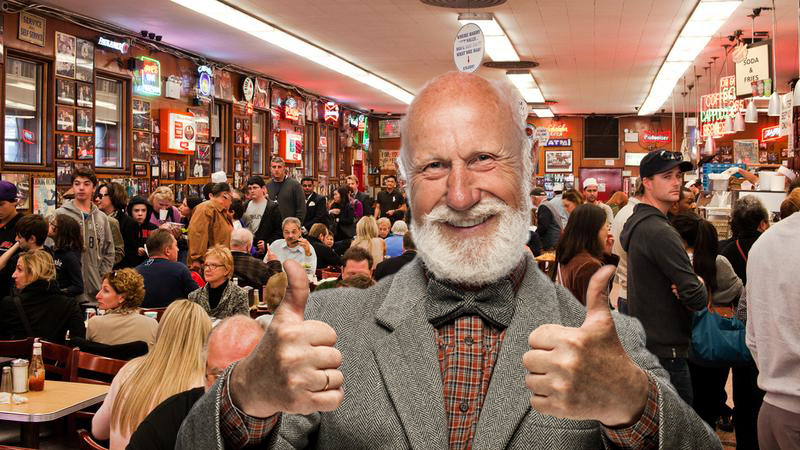 Dad Just Glad He Got To Crowded Restaurant Right On Time